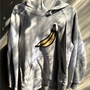 Hanna Andersson banana hoodie grey w terry size 6-7